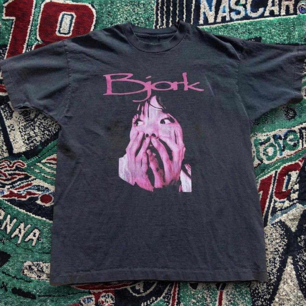 BjRk Portrait Graphic Tee Dark Grey Art T-Shirt